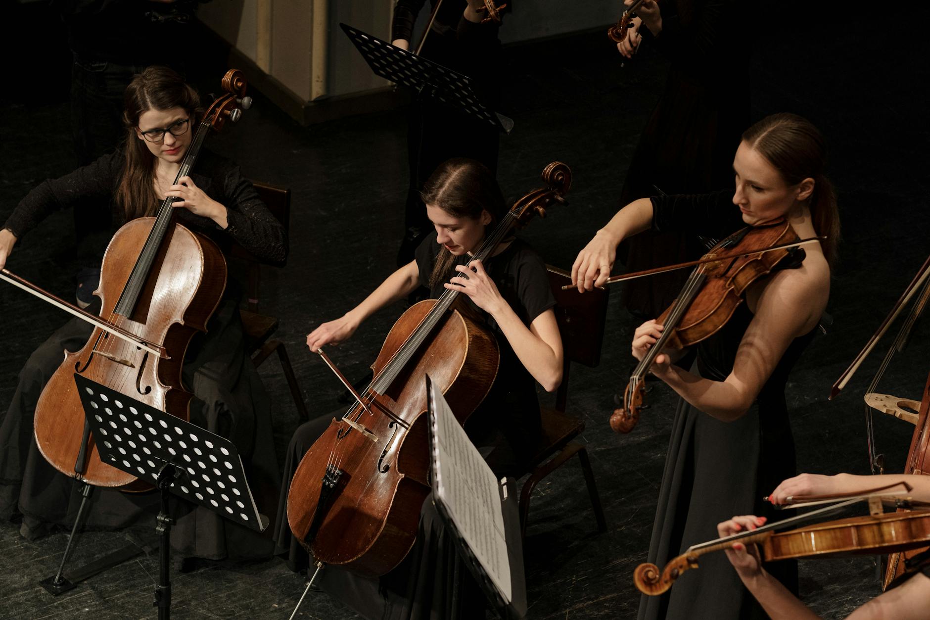 group of women playing musical instruments